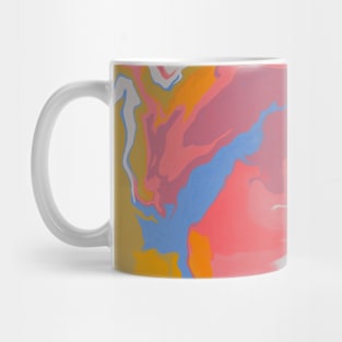 Shades of Moody Pastel Blue Yellow Pink Aesthetic Marble Pattern Mug